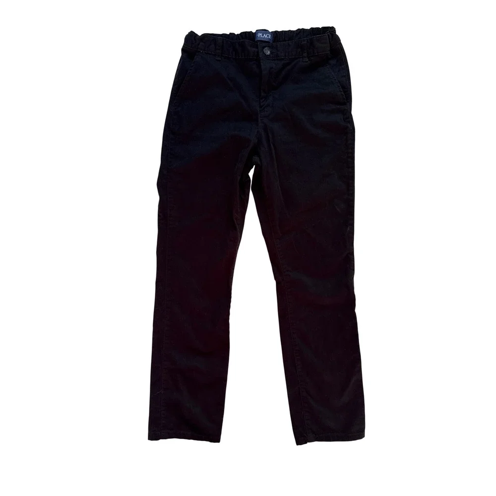 The Childrens Place Boys Black Chino Pants Husky Size 14 Adjustable Waist